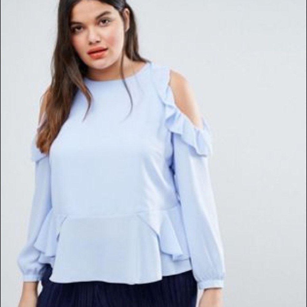ASOS Curve Blouse with Ruffle Cold Shoulder sz 22